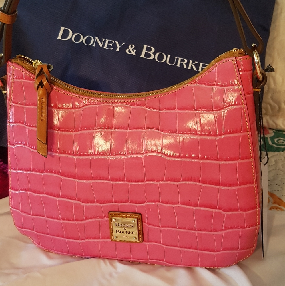 Dooney n Bourke NWT  Croco sm Kiley hobo hot pink
